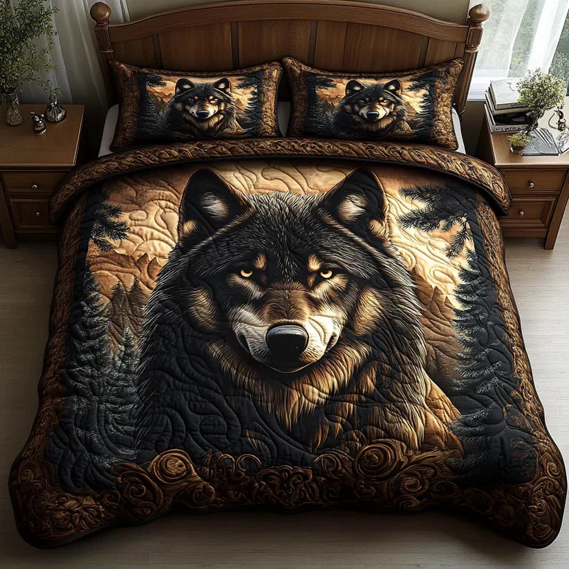3-Piece Quilted Bed Set - Woodland Animals